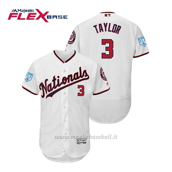 Maglia Baseball Uomo Washington Nationals Michael A. Taylor Flex Base Entrenamiento De Primavera 2019 Bianco
